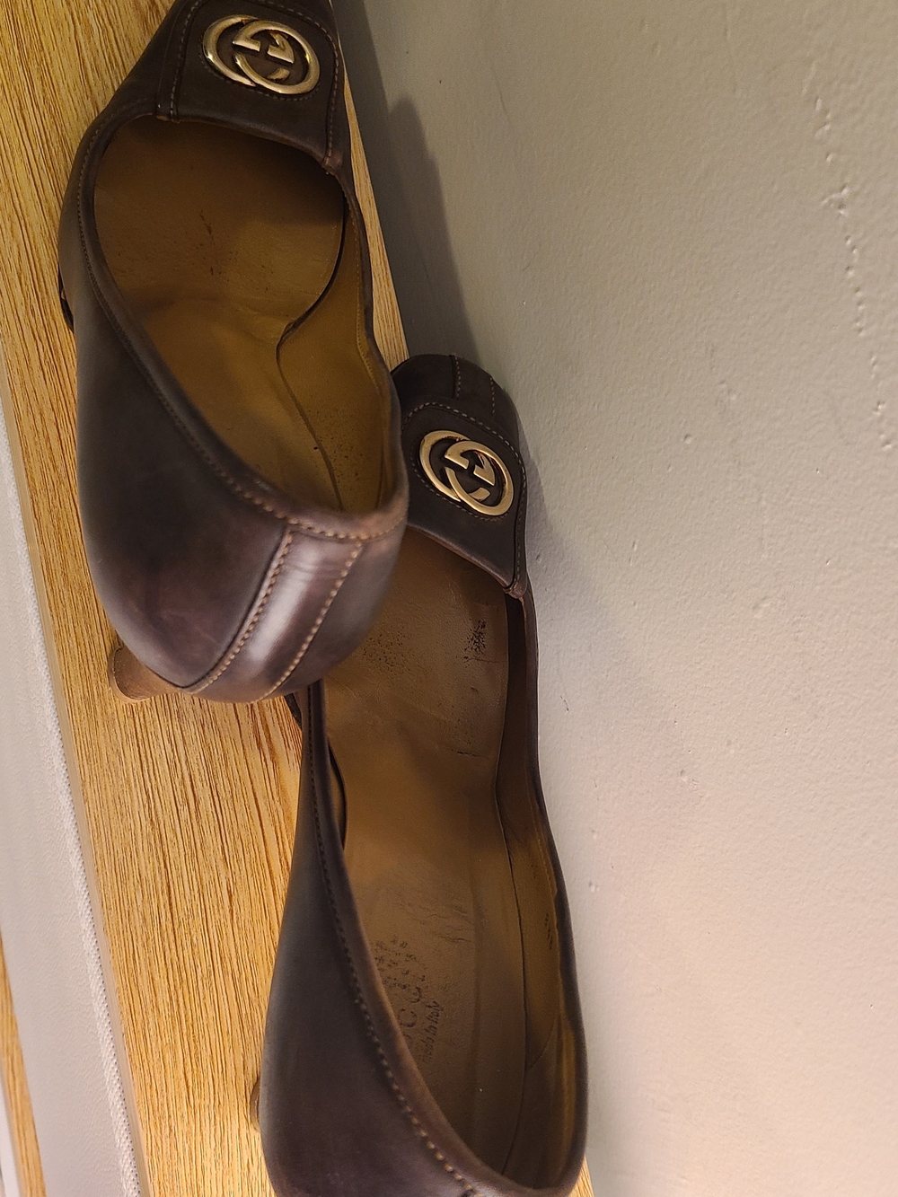 Gucci Brown Leather GG Logo Loafers - Women's - Picture 2 of 5